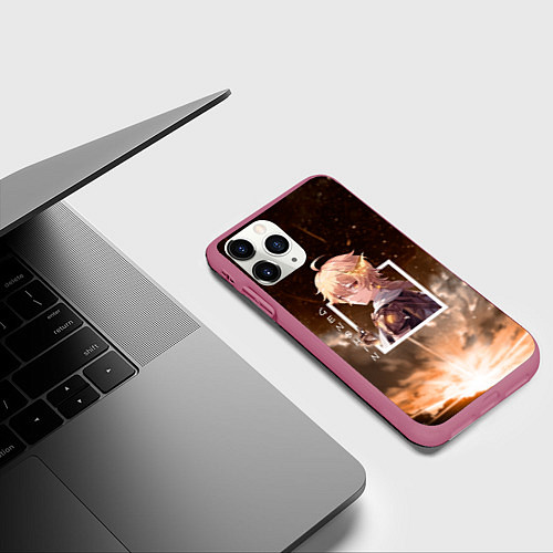 Чехол iPhone 11 Pro матовый Итэр Aether, Genshin Impact Геншин импакт / 3D-Малиновый – фото 3