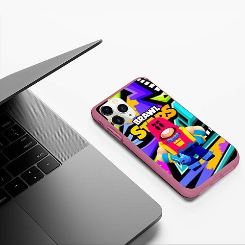 Чехол iPhone 11 Pro матовый GROM BRAWL STARS ГРОМ БРАВЛЫ / 3D-Малиновый – фото 3