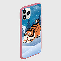 Чехол iPhone 11 Pro матовый Тигренок подтягивается, цвет: 3D-малиновый — фото 2