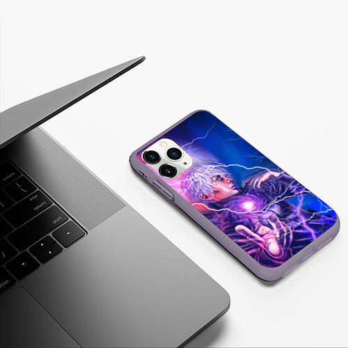 Чехол iPhone 11 Pro матовый Gojo Satoru Jujutsu Kaisen / 3D-Серый – фото 3