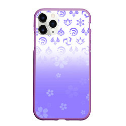 Чехол iPhone 11 Pro матовый GENSHIN IMPACT SYMBOL PATTERN SAKURA САКУРА, цвет: 3D-фиолетовый