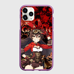 Чехол iPhone 11 Pro матовый GENSHIN IMPACT ЭМБЕР ГЕРОИНЯ ИГРЫ, цвет: 3D-фиолетовый