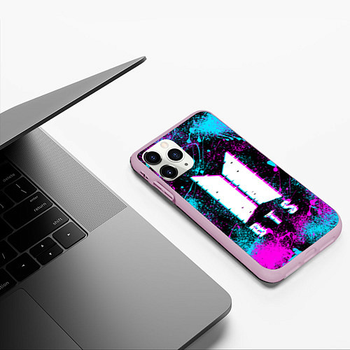 Чехол iPhone 11 Pro матовый НЕОНОВЫЙ БТС NEON BTS / 3D-Розовый – фото 3