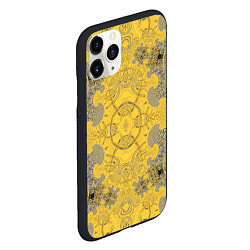Чехол iPhone 11 Pro матовый Коллекция Фрактальная мозаика Желтый на черном 573, цвет: 3D-черный — фото 2