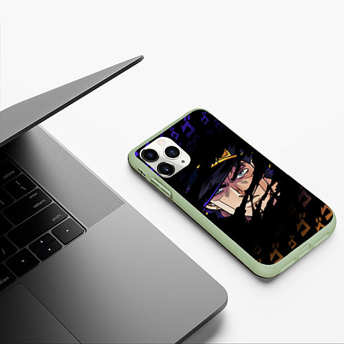 Чехол iPhone 11 Pro матовый JOJOS BIZARRE ADVENTURE ЛИЦО ГЕРОЯ / 3D-Салатовый – фото 3