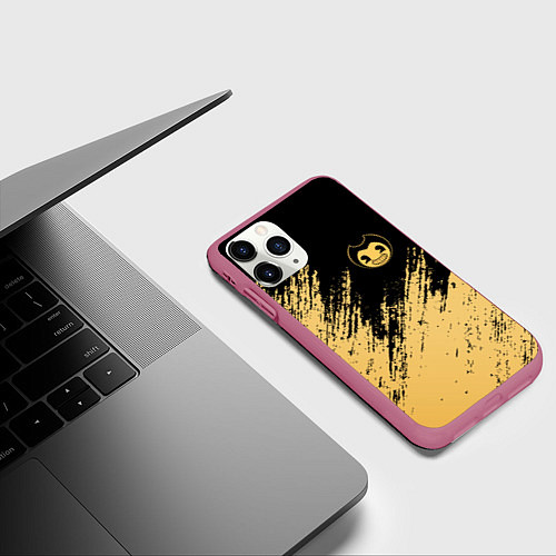 Чехол iPhone 11 Pro матовый Bendy and the ink machine - Вектор / 3D-Малиновый – фото 3