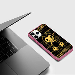 Чехол iPhone 11 Pro матовый Bendy and the ink machine - Бенди, цвет: 3D-малиновый — фото 2