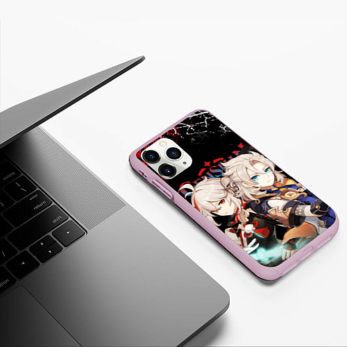 Чехол iPhone 11 Pro матовый КАДЗУХА И АЛЬБЕДО ГЕНШИН ИМПАКТ GENSHIN IMPACT / 3D-Розовый – фото 3