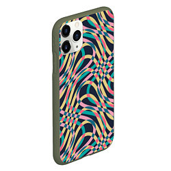 Чехол iPhone 11 Pro матовый Абстрактные полоски, цвет: 3D-темно-зеленый — фото 2