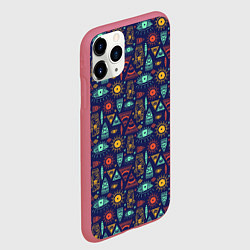 Чехол iPhone 11 Pro матовый Индейский узор Майя, цвет: 3D-малиновый — фото 2