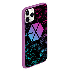 Чехол iPhone 11 Pro матовый EXO BAND НЕОНОВЫЕ АВТОГРАФЫ, цвет: 3D-фиолетовый — фото 2