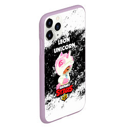 Чехол iPhone 11 Pro матовый BRAWL STARS LEON UNICORN РОЗОВЫЙ, цвет: 3D-сиреневый — фото 2