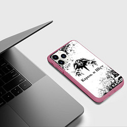 Чехол iPhone 11 Pro матовый КОРОЛЬ И ШУТ ЧЁРНО БЕЛЫЙ, цвет: 3D-малиновый — фото 2