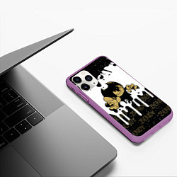Чехол iPhone 11 Pro матовый КРУТОЙ BENDY AND THE INK MACHINE, цвет: 3D-фиолетовый — фото 2
