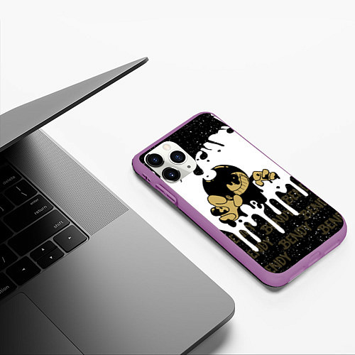 Чехол iPhone 11 Pro матовый КРУТОЙ BENDY AND THE INK MACHINE / 3D-Фиолетовый – фото 3