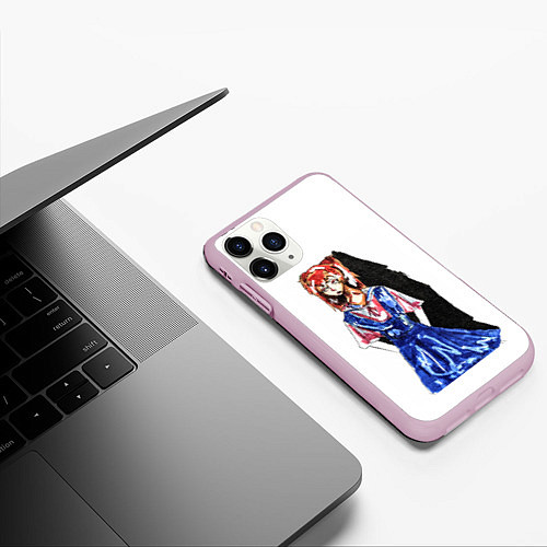 Чехол iPhone 11 Pro матовый Аска красками / 3D-Розовый – фото 3