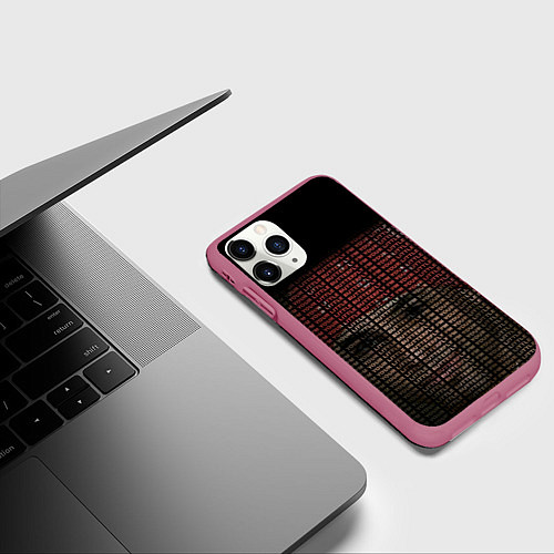 Чехол iPhone 11 Pro матовый IM YOUR LITTLE BUTTERFLY grey / 3D-Малиновый – фото 3