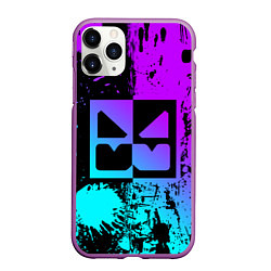 Чехол iPhone 11 Pro матовый GEOMETRY DASH NEON LEVELS SMILE, цвет: 3D-фиолетовый