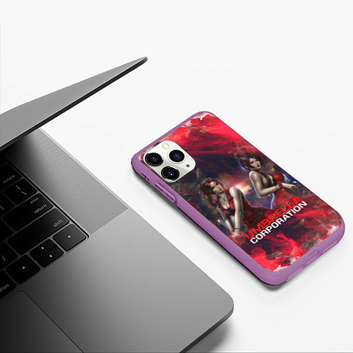 Чехол iPhone 11 Pro матовый UMBRELLA CORP АМБРЕЛЛА КОРП RESIDENT EVIL / 3D-Фиолетовый – фото 3