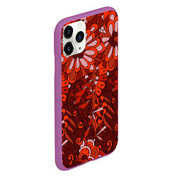 Чехол iPhone 11 Pro матовый Красные цветы абстракция, цвет: 3D-фиолетовый — фото 2