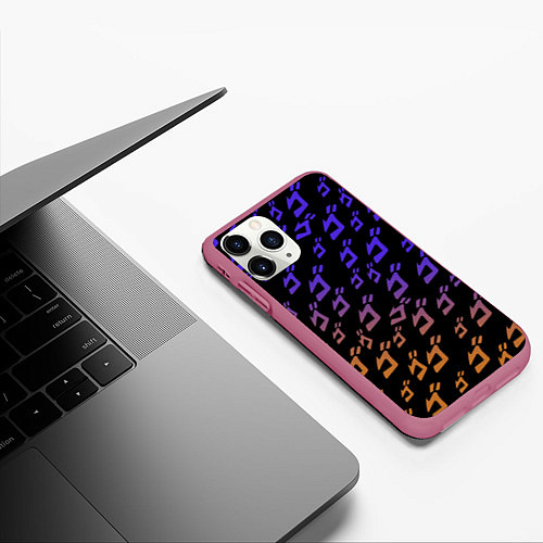 Чехол iPhone 11 Pro матовый JOJOS BIZARRE ADVENTURE PATTERN / 3D-Малиновый – фото 3