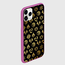 Чехол iPhone 11 Pro матовый GOLDEN GENSHIN IMPACT PATTERN ЗОЛОТО ГЕНШИН ИМПАКТ, цвет: 3D-фиолетовый — фото 2
