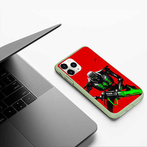 Чехол iPhone 11 Pro матовый Воин некрона / 3D-Салатовый – фото 3