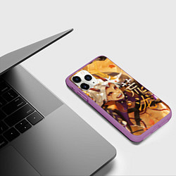Чехол iPhone 11 Pro матовый Genshin Impact Arataki Itto, цвет: 3D-фиолетовый — фото 2