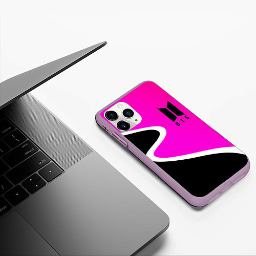 Чехол iPhone 11 Pro матовый K-pop БТС Логотип / 3D-Сиреневый – фото 3