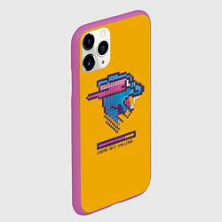 Чехол iPhone 11 Pro матовый Mr Beast Pixel Art, цвет: 3D-фиолетовый — фото 2