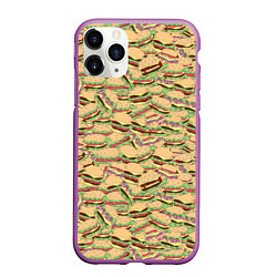 Чехол iPhone 11 Pro матовый Гамбургеры Hamburgers, цвет: 3D-фиолетовый