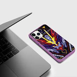 Чехол iPhone 11 Pro матовый Везде роботы, цвет: 3D-фиолетовый — фото 2