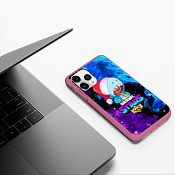 Чехол iPhone 11 Pro матовый LEON SHARK НОВОГОДНИЙ BRAWL STARS НЕОНОВЫЙ ОГОНЬ, цвет: 3D-малиновый — фото 2