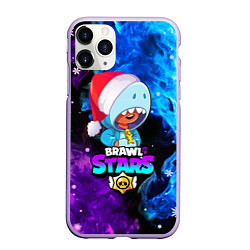 Чехол iPhone 11 Pro матовый LEON SHARK НОВОГОДНИЙ BRAWL STARS НЕОНОВЫЙ ОГОНЬ, цвет: 3D-светло-сиреневый