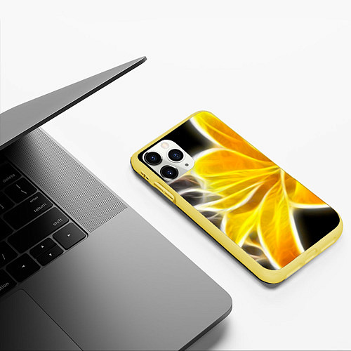 Чехол iPhone 11 Pro матовый Желтый летний цветок / 3D-Желтый – фото 3
