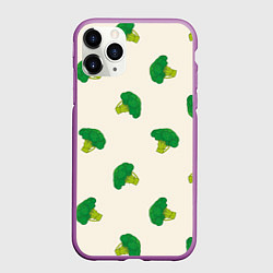 Чехол iPhone 11 Pro матовый Брокколи паттерн, цвет: 3D-фиолетовый