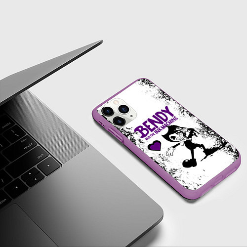 Чехол iPhone 11 Pro матовый HEART BENDY AND THE INK MACHINE / 3D-Фиолетовый – фото 3