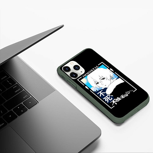 Чехол iPhone 11 Pro матовый Фуши арт / 3D-Темно-зеленый – фото 3