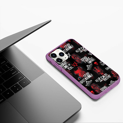 Чехол iPhone 11 Pro матовый WATCH DOGS LEGION REVOLUTION PATTERN / 3D-Фиолетовый – фото 3