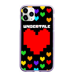 Чехол iPhone 11 Pro матовый UNDERTALE HEART COLOR HEROES, цвет: 3D-светло-сиреневый
