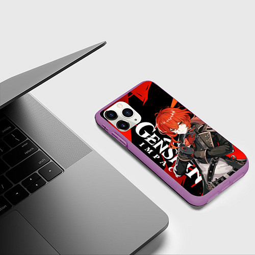 Чехол iPhone 11 Pro матовый ДИЛЮК ИЗ МОНДШТАТА DILUC / 3D-Фиолетовый – фото 3