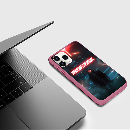 Чехол iPhone 11 Pro матовый Smash Into Pieces Big Bang Neon man / 3D-Малиновый – фото 3