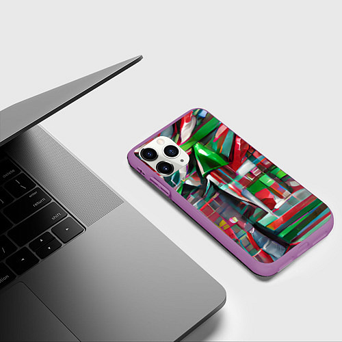 Чехол iPhone 11 Pro матовый Бодрый Новый год / 3D-Фиолетовый – фото 3
