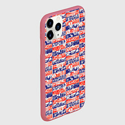Чехол iPhone 11 Pro матовый СССР хроника паттерн, цвет: 3D-малиновый — фото 2