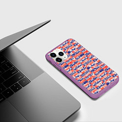 Чехол iPhone 11 Pro матовый СССР хроника паттерн, цвет: 3D-фиолетовый — фото 2
