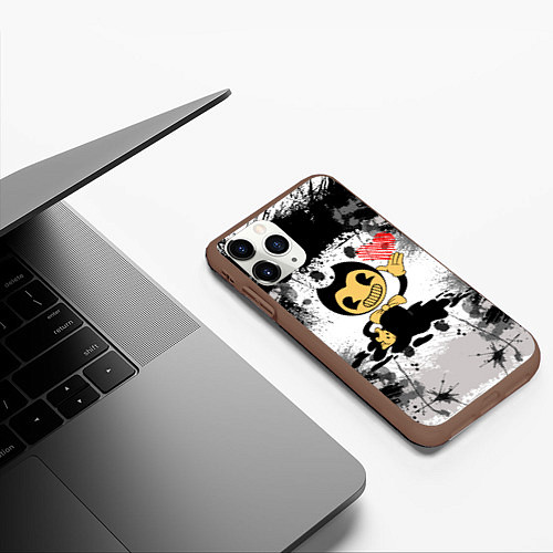 Чехол iPhone 11 Pro матовый BENDY LOVE БЕНДИ С СЕРДЦЕМ / 3D-Коричневый – фото 3