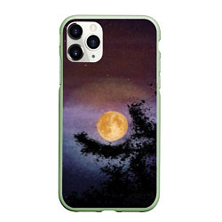 Чехол iPhone 11 Pro матовый Night sky with full moon by Apkx, цвет: 3D-салатовый