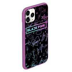 Чехол iPhone 11 Pro матовый NEON BLACKPINK АВТОГРАФЫ, цвет: 3D-фиолетовый — фото 2