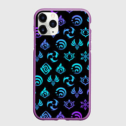 Чехол iPhone 11 Pro матовый NEON SYMBOL HERO GENSHIN IMPACT, цвет: 3D-фиолетовый