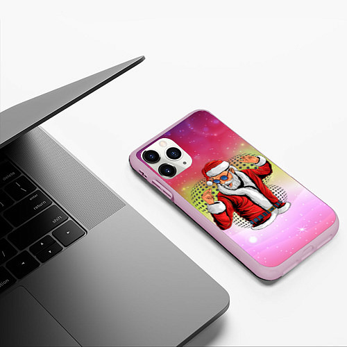 Чехол iPhone 11 Pro матовый Disco Santa 2022 / 3D-Розовый – фото 3